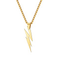 Fashion Lightning Necklace Titanium Gold Jewelry Cadenas Necklace Stainless Steel Jewelry Chain Pendant